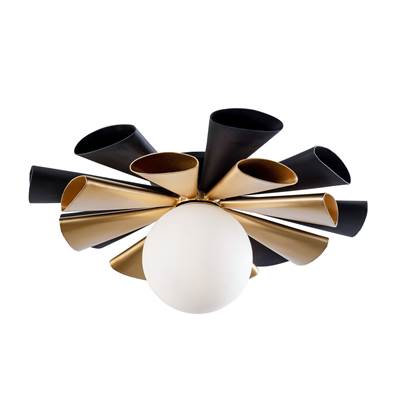 Varaluz Daphne 1-Light Convertible Flush Mount/Sconce in Matte Black French Gold