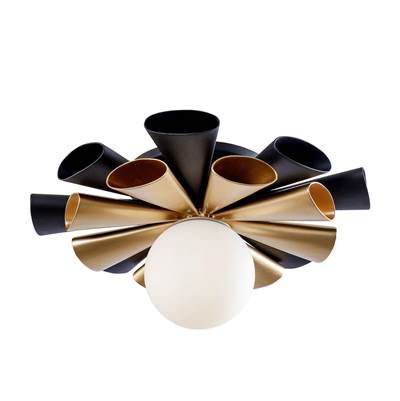 Varaluz Daphne 1-Light Convertible Flush Mount/Sconce in Matte Black French Gold