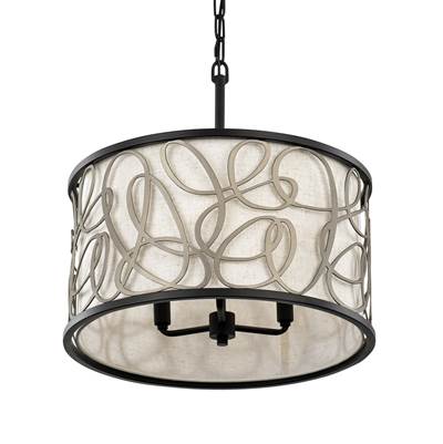 Varaluz Scribble 3-Light Convertible Pendant/Semi-Flush in Matte Black Artifact