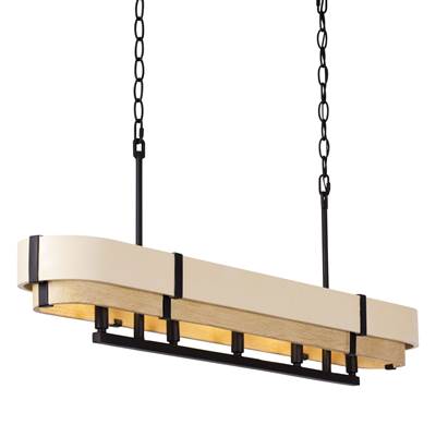Varaluz Blonde Moment 5-Light Island Pendant in Matte Black/Honey/Medium Oak