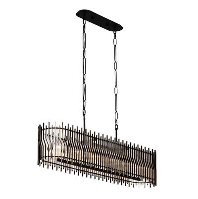 Varaluz Park Row 6-Light Island Pendant in Matte Black/French Gold