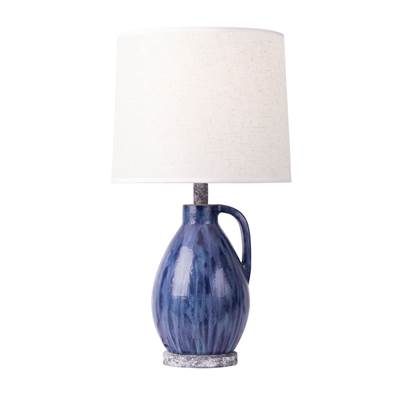 Varaluz Avesta 1 Light Ceramic Table Lamp in Apothecary Gray Blue Lustro