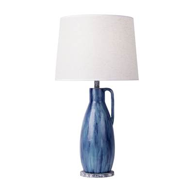 Varaluz Avesta 1 Light Ceramic Table Lamp in Apothecary Gray Blue Lustro