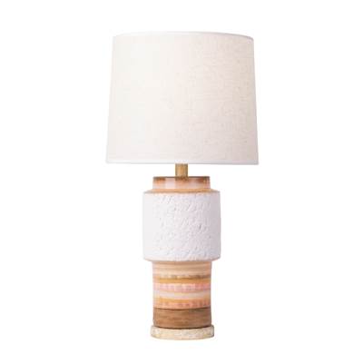 Varaluz Tilde 1 Light Ceramic Table Lamp in Apothecary Gold Orange Quartz