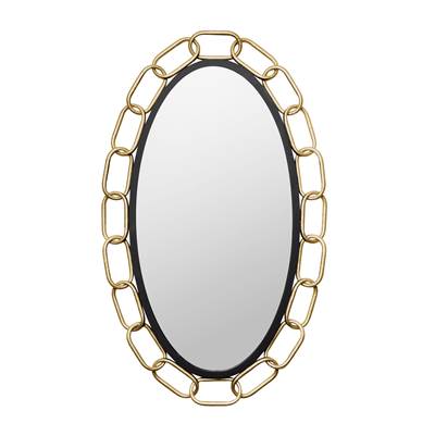 Varaluz Chains Of Love 24" x 40" Oval Mirror in Matte Black Textured Gold