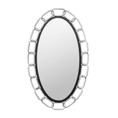 Varaluz Chains Of Love 24" x 40" Oval Mirror in Matte Black Textured Silver