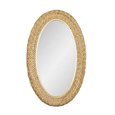 Varaluz Athena 24" x 40" Oval Mirror in French Gold Natural Seagrass