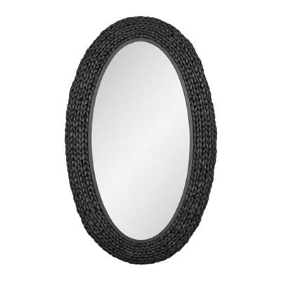 Varaluz Athena 24" x 40" Oval Mirror in Matte Black Black Seagrass