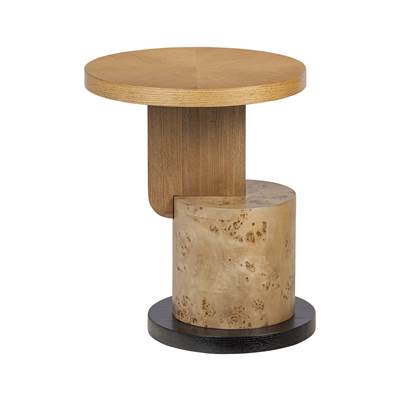 Varaluz Eros Side Table in Black Oak Mappa Burl Poplar Cherry