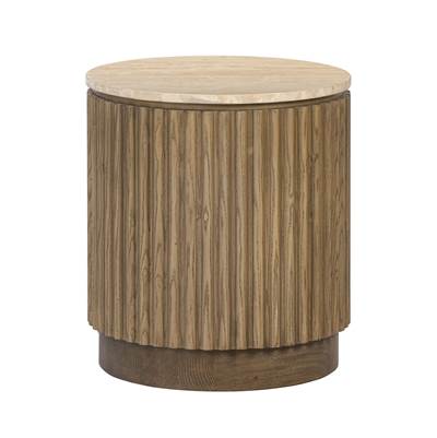 Varaluz Donovan Side Table in Harvest Oak Mushroom Oak