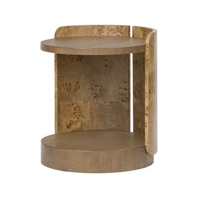 Varaluz McKinney Side Table in Mushroom Oak Mappa Burl