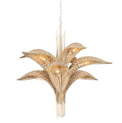 Varaluz Century Palm Chandelier - 9-Light - 3-Tier in Country White