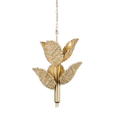 Varaluz Banana Leaf 6-Light Chandelier in French Gold Natural Seagrass