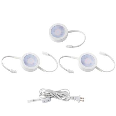 WAC Lighting Cct Puck - 2 Double Wire Lights, 1 Single Wire Light, Cord in White