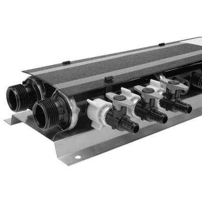 Zurn Industries Preassembled Manifold - (3) 1" Inlet/Outlets, (12) 1/2" Hot Outlet, (18) 1/2" Cold Outlet, (30) Plastic Ball Valves