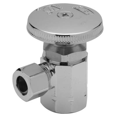 Zurn Industries Standard Angle Stop Valve - 1/2" IPS x 3/8" OD - Compression-to-Compression in Lead-Free