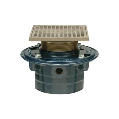 Zurn Industries Floor Drain - 5'' Square - Secured Heel Proof Grate in Polished Nickel
