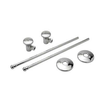 Zurn Industries Two Standard Angle Stops - Loose Key - 3/8" IPS x 3/8" OD - 12" Flexible Risers in Lead-Free