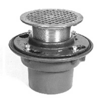 Zurn Industries CI Floor Drain - 5" Round Adjustable - Secured Heel Proof Grate in Polished Nickel