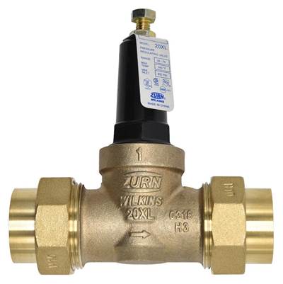 Zurn Industries 20XL Pressure Reducing Valve - 1" - 25-75 PSI - Double Union FNPT x FNPT - Lead Free in Rough Bronze