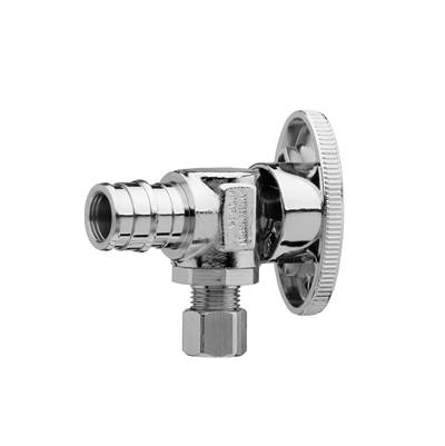 Zurn Industries F1960 Expansion XL Angle Stop Valve - 1/2" EXPEX x 1/4" OD Compression - 1/4 Turn in Chrome Plated