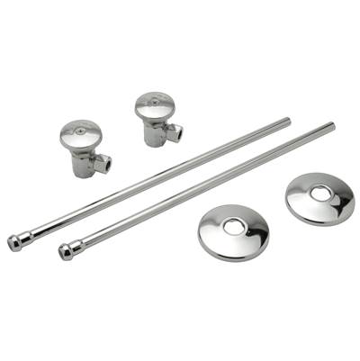 Zurn Industries Two Standard Angle Stops - Round Wheel Handles - 3/8" IPS x 3/8" OD - 12" Flexible Risers in Lead-Free