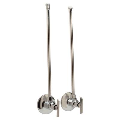 Zurn Industries Two Standard Angle Stops - Loose Key - 1/2" IPS x 3/8" OD - 12" Flexible Risers in Lead-Free