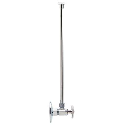 Zurn Industries Angle Stop Valve - 1/2" Nominal x 3/8" OD Compression - 12" Riser - Round Wheel Handle in Lead-Free