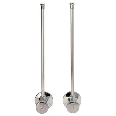 Zurn Industries Two Standard Angle Stops - Round Wheel Handles - 1/2" Nominal x 3/8" OD - 12" Flexible Risers in Lead-Free