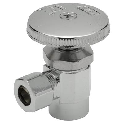 Zurn Industries Standard Angle Stop Valve - 1/2" Copper/Sweat x 3/8" OD - Round Wheel Handle in Lead-Free