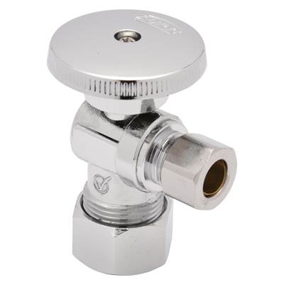 Zurn Industries Quarter-Turn Angle Stop - 1/2" Nominal x 3/8" OD Compression - Round Wheel Handle in Lead-Free