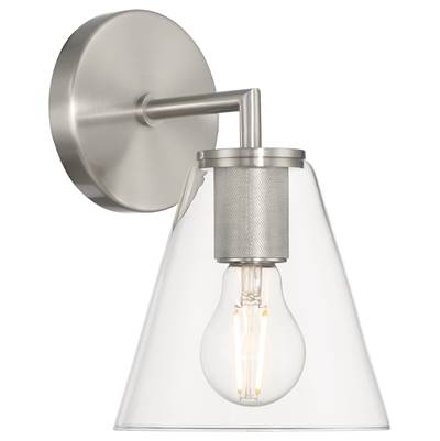 Access Lighting Katie Wall Sconce - 1-Light in Brushed Steel with Clear