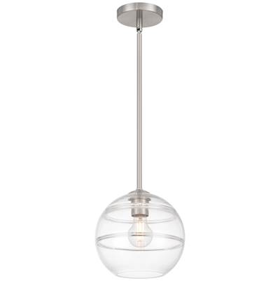 Access Lighting Swirl Pendant - 1 Light in Brushed Steel with Carbonized Glass