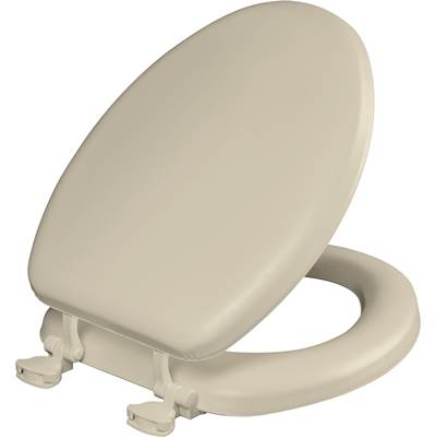 Bemis Mayfair Elongated Toilet Seat - Cushioned Vinyl Soft in Bone