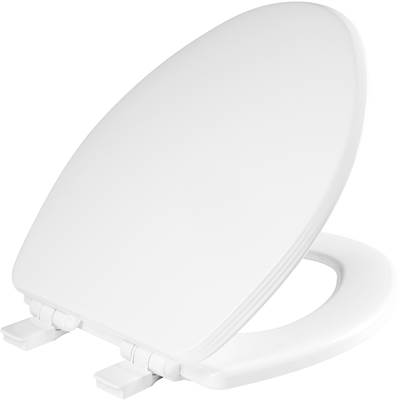 Bemis Elongated Toilet Seat - Enameled Wood - Whisper-Close in White