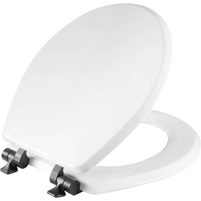Bemis Mayfair Benton Round Toilet Seat - Round-Front - Whisper-Close - Matte Black Hinges in White