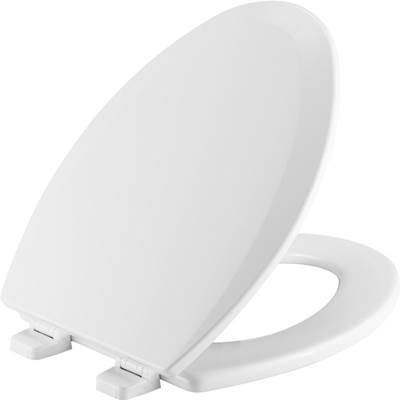 Bemis Elongated Toilet Seat - Enameled Wood - Adjustable - Top-Tite Stay-Tite Fastening System in White