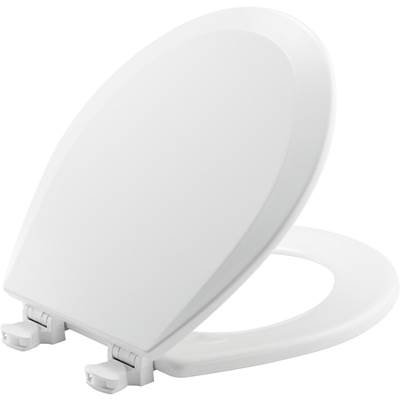 Bemis Round Enameled Wood Closed Front with Cover Toilet Seat in White