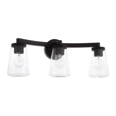 Capital Lighting Aaron 3-Light Vanity - 24.25" W x 9.5" H in Matte Black