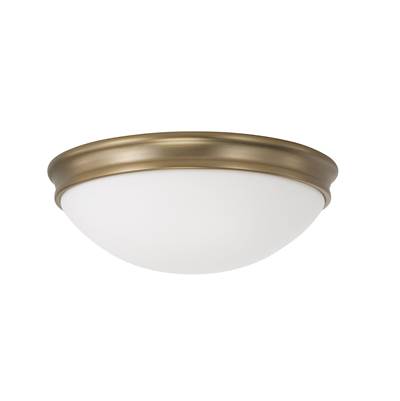 Capital Lighting Hansen Flush Mount Light - 12.5" W x 4.25" H - 2-Light in Aged Brass with Soft White Glass Diffuser