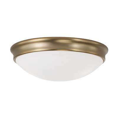Capital Lighting Hansen Flush Mount Light - 14" W x 5" H - 3-Light in Aged Brass with Soft White Glass Diffuser