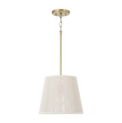 Capital Lighting Tara Pendant - 12" x 10" - 1-Light in Matte Brass with Hand-wrapped Bleached Natural Rope