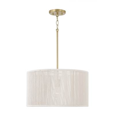 Capital Lighting Tara Drum Pendant - 18" W x 10" H - Bleached Natural Rope - 1-Light in Matte Brass