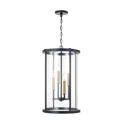 Capital Lighting Davis Pendant - 14.75" W x 25.25" H - 5-Light in Matte Espresso with Clear Glass and Interchangeable Candle Sleeves