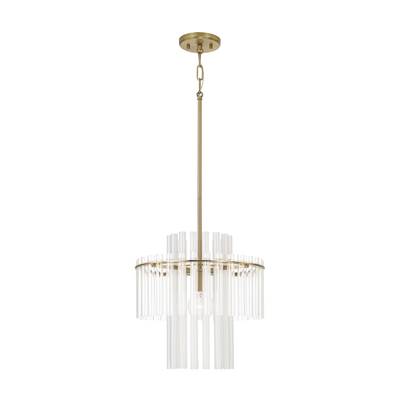Capital Lighting Blair Tiered Pendant - 15" W x 19.5" H - 1-Light in Aged Brass with Clear and Etched Glass
