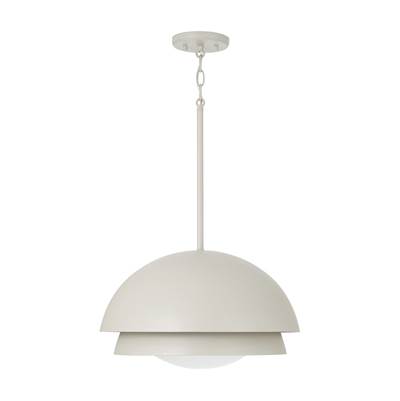 Capital Lighting Jensen Modern Tiered Dome Pendant - 17.25" W x 10.5" H - 1-Light in Taupe with Soft White Glass