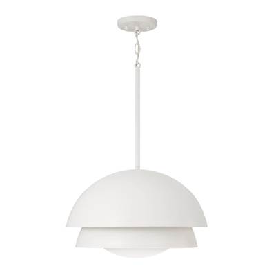 Capital Lighting Jensen Modern Tiered Dome Pendant - 17.25" W x 10.5" H - 1-Light in Matte White with Soft White Glass