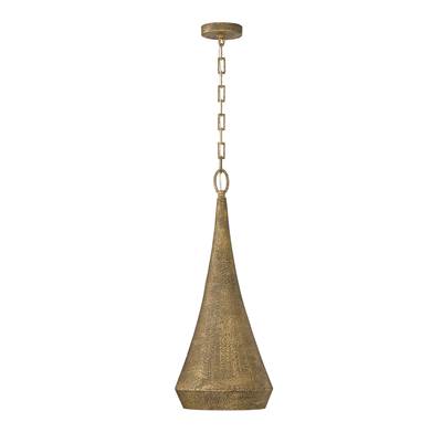 Capital Lighting Savari Pendant - 12" W x 27.5" H - 1-Light - Elongated Drop in Artisan Gold with Hand-painted Texture