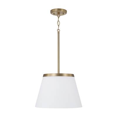 Capital Lighting Drake Cone Pendant - 13.25'' W x 9'' H - 1-Light Soft White Glass in Aged Brass