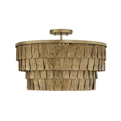 Capital Lighting Arden 4-Light Dual Mount Drum Pendant - Tiered Dangling Petal - 20.5'' W x 14.5'' H in Textured Ancestral Gold